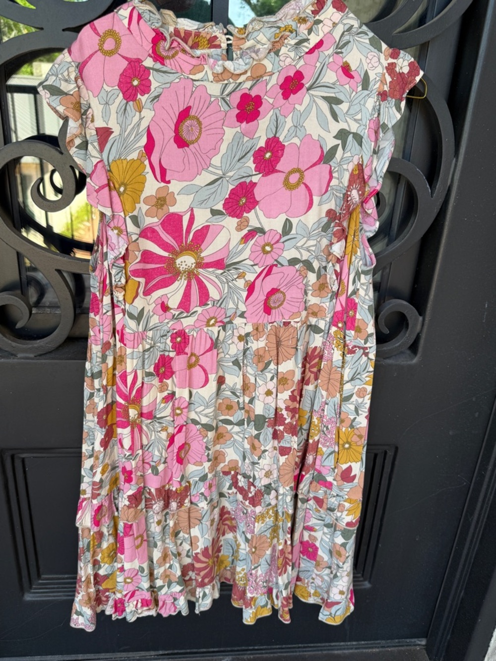 JODIFL Pink Floral Dress with Yellow Flower Accents